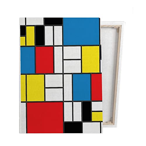 My Custom Style Impresión sobre lienzo enmarcado #Arte-Amarillo Azul Rojo Negro, Mondrian# cuadro 35x30cm (marco + lienzo)