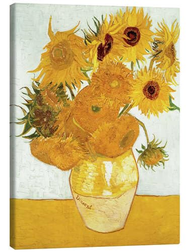 Posterlounge Jarrón con Girasoles Lienzo de Vincent Van Gogh Cuadros decoración para Cualquier habitación 20 x 30 cm Amarillo Botánica Decoración Pared