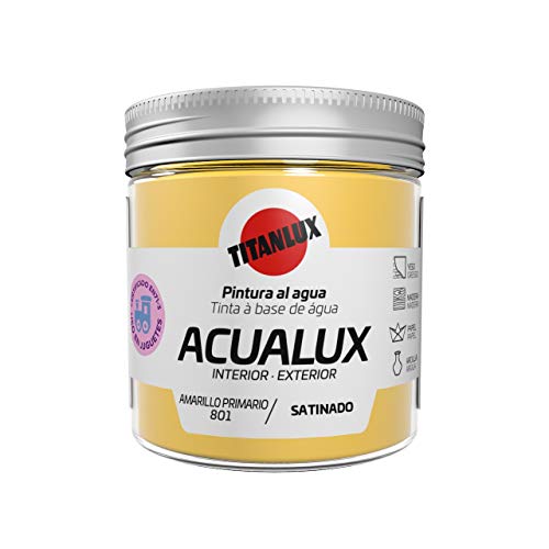 Titanlux Acualux pintura acrílica multiadherente Satinado Amarillo Primar 75 ml