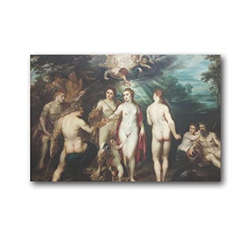 Póster de pintores barrocos Peter Paul Rubens Juicio de París, póster en lienzo, arte de pared, impresiones para colgar, decoración de fotos, carteles para el hogar, obras de arte, 50 x 75 cm
