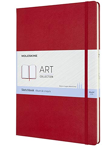 Moleskine - Art Collection Sketchbook, Álbum para Bocetos, Tapa Dura, Papel Adecuado para Bolígrafos, Lápices y Pasteles, Color Rojo Escarlata, Tamaño A4 21 x 29,7 cm, 96 Páginas