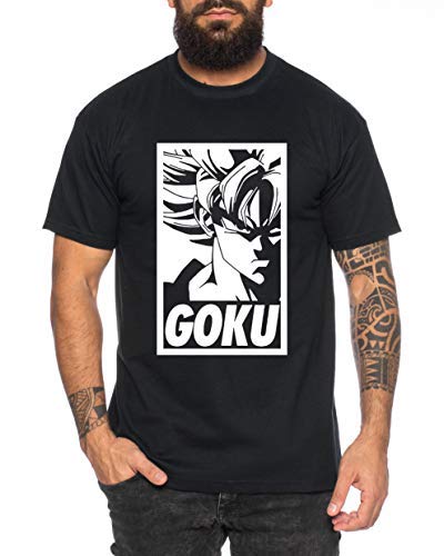 Goku Rahmen Manga Camiseta para Hombre One Goku Dragon Master Son Ball Vegeta Turtle Roshi Piece Golds Db, Farbe2:Negro, Größe2:Large