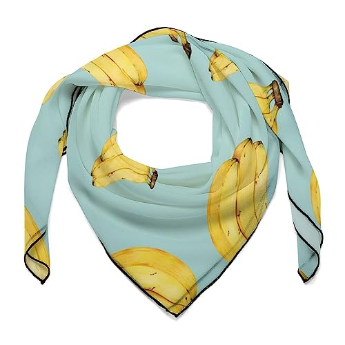 KTQUZCLF Bufanda cuadrada, bufanda de plátanos de dibujos animados, pañuelo multifuncional a la moda, Plátanos de dibujos animados, talla única
