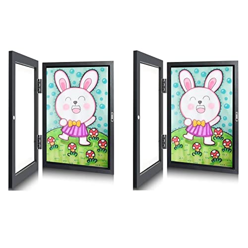 Tabesly Marco De Fotos Para Dibujos De NiñOs Infantiles Cambiar Con Apertura Frontal Opening Profundidad Cuadros Arte Plegable Portafotos A4 Rellenable Para Abrir Obras ArtíStico 35x25cm Negro