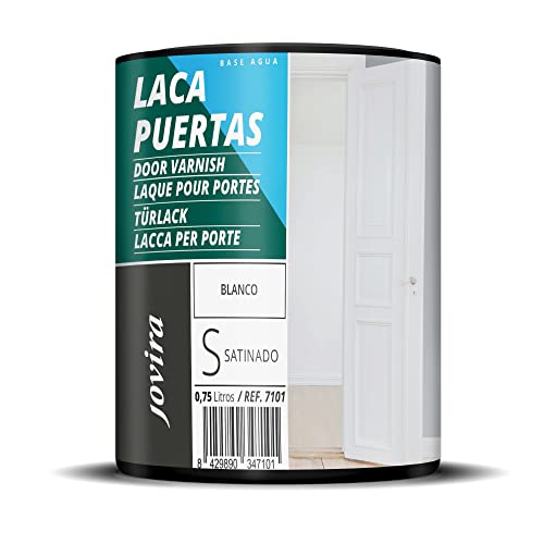 JOVIRA PINTURAS Esmalte Laca para Puertas al Agua Satinado, Renueva y decora las puertas y muebles de madera (750 Mililitros, blanco)