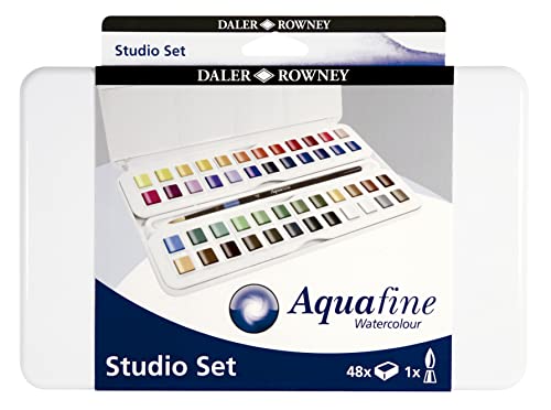 Acuarela daler rowney aquafine caja metalica de 48 colores surtidos con pincel