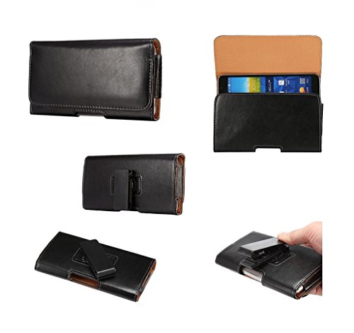 DFV Mobile - Executive Holster Magnetic Leather Case Belt Clip Rotary 360º for Pelephone Gini W5 - Black