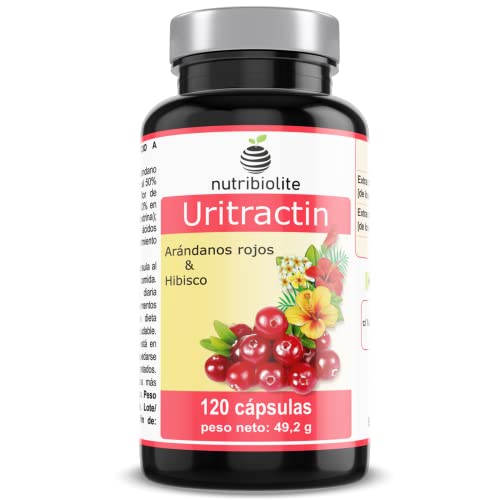 Uritractin – Extractos de Arándano rojo americano 12500 mg (con 125 mg de PACs) + Flor de hibisco 825 mg (con 5,5 mg de polifenoles) por cápsula. Suministro para 4 Meses. 120 cápsulas. Vegano.