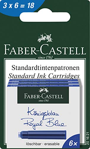 Faber-Castell - Vaso de tinta, color azul cobalto Tintenpatronen Standard 3x6er