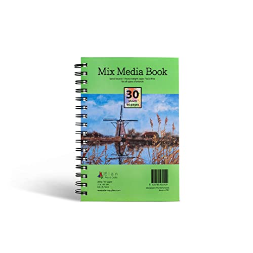 Elan Papel 300gsm sketchbook. Block de dibujo A5, A5 Cuaderno de dibujo y cuaderno para pintar para papel acuarela, acrílico y técnica mixta. Bloc de dibujo A5 para dibujo, pintura, block dibujo