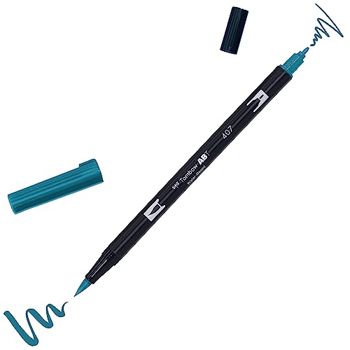 Tombow DUAL BRUSH-407 - Rotulador doble punta pincel. Color tiki teal.