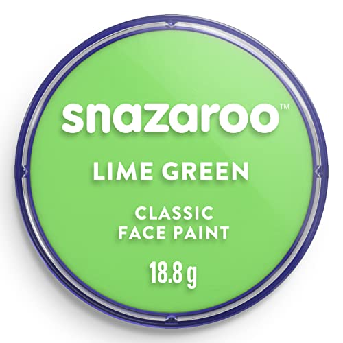 Snazaroo - Pintura facial y corporal, 18 ml, color verde lima, profesional a base de agua, pastilla de aquacolor individual para adultos, niños y efectos especiales