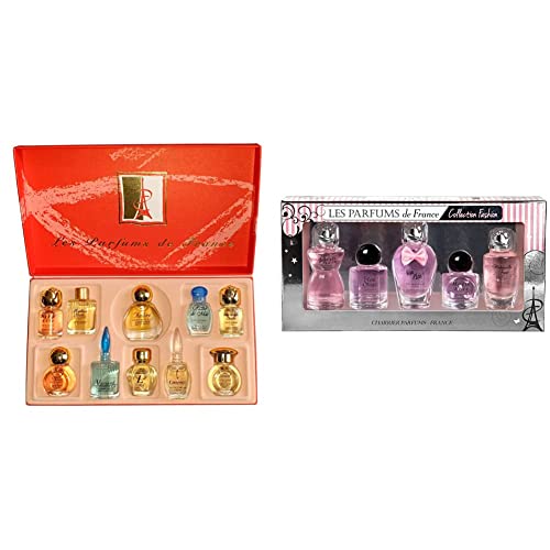 Charrier Parfums Caja Luxe Top Ten De 10 Eau De Parfum En Miniaturas Color Rojo 52,7 ml + Parfums De Francia Collection Fashion Caja De 5 Agua De Printemps Miniatures Color Plateado 49 Ml