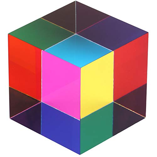 ZhuoChiMall Cubo de Mezcla de Colores CMY, Prisma de Cubo acrílico de 50 mm (2 Pulgadas), Cubo CMY para decoración del hogar u Oficina, Juguetes Stem/Steam, Cubo de Aprendizaje de Ciencias