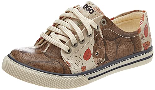 DOGO Sneakers, Zapatillas de Mujer, Squirrel, Zapatos Veganos Estampados,37 EU