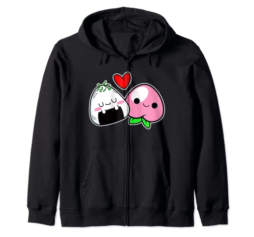 Linda bola de arroz de dibujos animados Kawaii Chibi japonés Art Onigiri Sudadera con Capucha