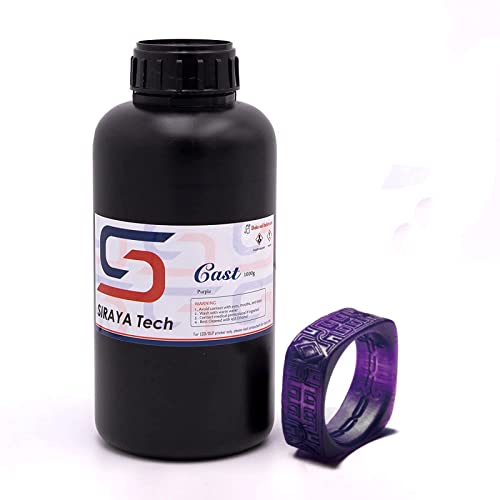 Siraya Tech Cast Resina de impresora 3D Resina de curado UV LCD Fácil de imprimir Usar y quemar Resina de fotopolímero de 405 nm de alta resolución para hacer joyas y piezas de metal (Púrpura, 1 kg)