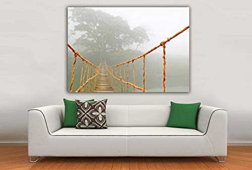 Cuadro Lienzo Viaje por la Jungla – Puente Colgante - Lienzo de Tela Bastidor de Madera de 3 cm - Fabricado en España - Impresión en Alta resolución – 100x140