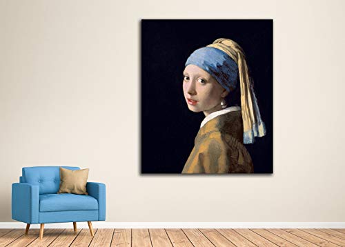 Cuadro Lienzo La Joven de la Perla Johannes Vermeer Muchacha con Turbante - Fabricado en España - Impresión en Alta resolución – Varias Medidas (42, 50)