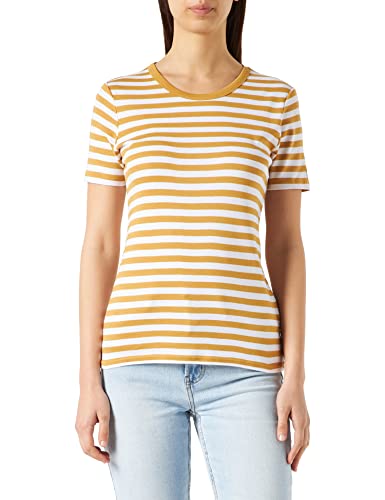 United Colors of Benetton Camiseta 3oa6e16a0, Rayas Blanco Y Amarillo Ocre 8u7, L para Mujer