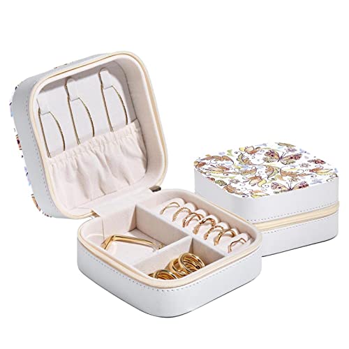 Caja de almacenamiento de joyas de viaje Caja de joyería arte pintura de flores barrocas para mujeres y niñas