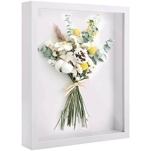 XREE Marco de fotos 3D de 25 x 20 cm, marco profundo para rellenar, marco cuadrado para objetos, fotos, obras de arte, recuerdos, regalo de boda, regalo del día de la madre (blanco)