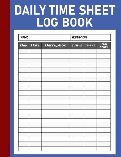 Daily Time Sheet log book royal blue color: Timesheet Log Book To Record Time royal blue color | Employee Time Log | Work Hours Log | Work Time Record Book | In And Out Sheet | LARGE PRINT