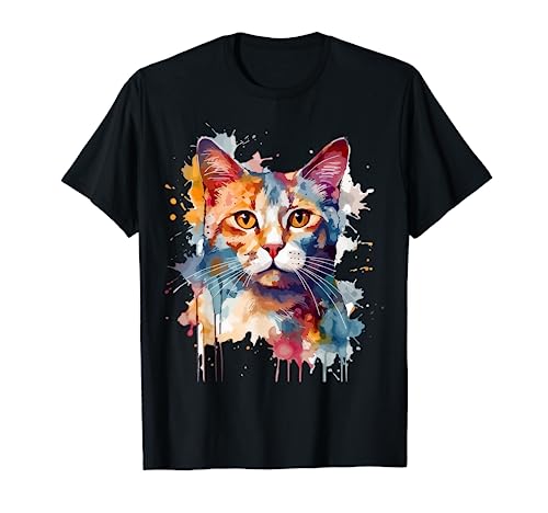 Pintura de gato gato acuarela Camiseta