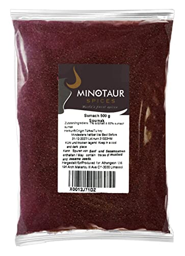 Minotaur Spices | Zumaque | 2 x 500 g (1 Kg) | Polvo de especias del árbol del vinagre molido