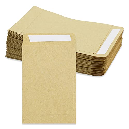 50 Sobres marrones pequeños, sobres de semillas autoadhesivos, sobres de papel Kraft para salarios, semillas, monedas, cuentas o sellos, 9 x 6 cm