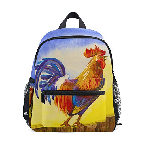 DOSHINE Mochila para niños pequeños, Gallo de Animales, Pintura Preescolar, Bolsa para Libros para niños y niñas