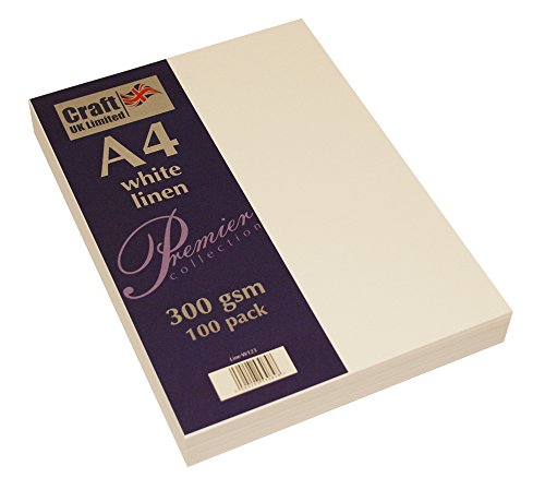 Craft UK W123 Tarjeta de lino reciclado blanco 300 g / m2-100 hojas