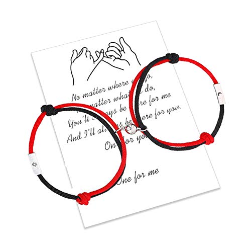 Pulseras magnéticas de atracción mutua para parejas, hechas a mano, cuerda trenzada, pulseras a juego, regalo para novio o novia, juego de 2 unidades, Metal