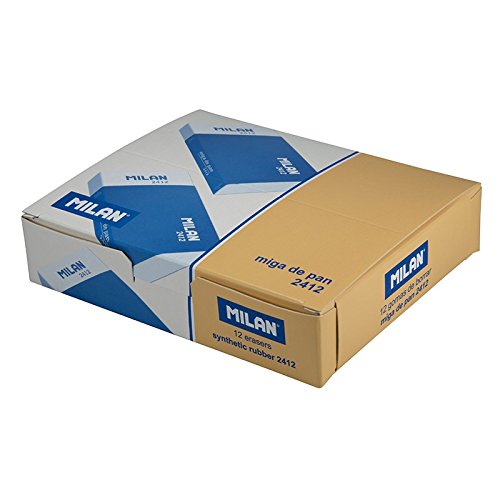 MILAN® Caja 12 gomas de borrar grandes 2412 con faja de cartón y celofán