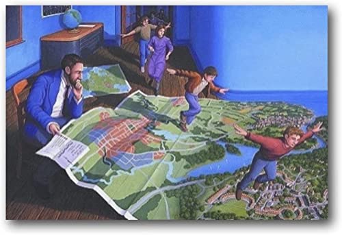 BAAROO Famosos carteles de Rob Gonsalves《Plan de vuelo》Pintura de lienzo Impresiones clásicas vintage Arte mural moderno para la decoración del hogar de la habitación Cuadros 60x100cmx1 Sin marco