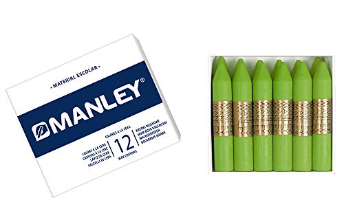 Lapices cera manley unicolor verde amarillo claro n.47 caja de 12 unidades