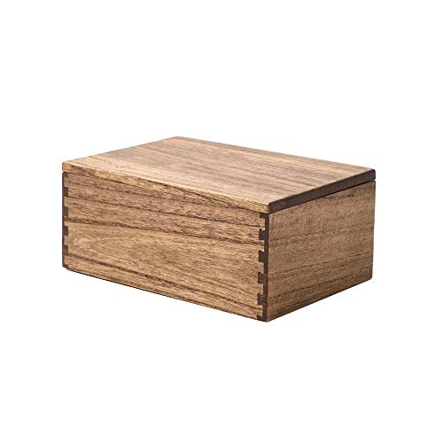 KIRIGEN Caja de almacenamiento con tapa - Caja de madera con bandeja enrollable - Cajas de madera para almacenamiento en casa oficina marrón oscuro