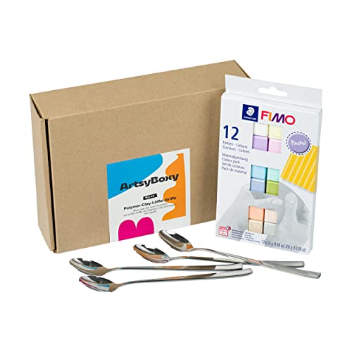 Kit de manualidades, cuchara DIY Kit creativo con pasta de modelado endurecida para horno para niños y adultos