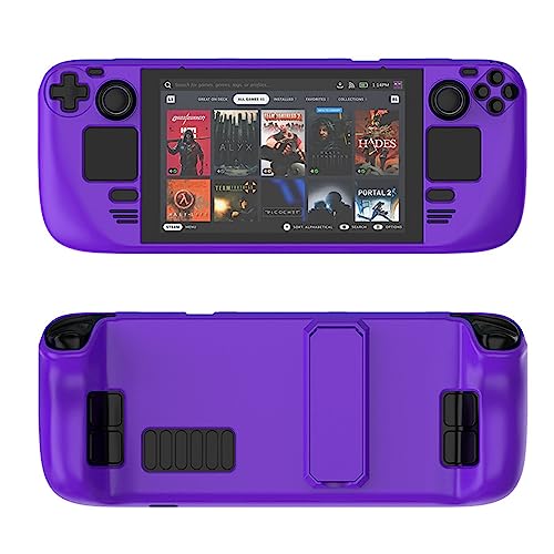 Carcasa para Steam Deck Funda Protectora, Carcasa Colorida PC con Soporte Ajustable para Consola de Juegos Steam Deck (Morado Oscuro)