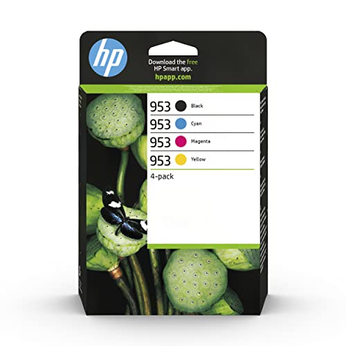 HP 953 6ZC69AE, Negro, Cian, Magenta y Amarillo, Cartuchos de Tinta Originales, Pack de 4, Para impresoras HP OfficeJet Pro serie 8200, 8700, 7700