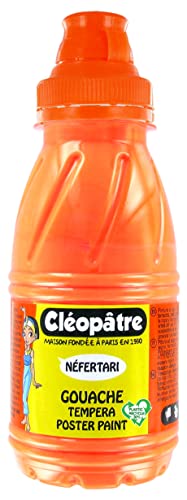 Cleopatre - PGN250-804 - Pintura guache Nefertari fosforescente - Frasco de 250 ml - Naranjado fosforescente