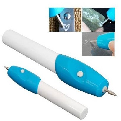 niceeshop(TM) Herramienta manual eléctrica Grabado Aguafuerte Pen Rotary (Blanco y Azul, 16,5 cm)