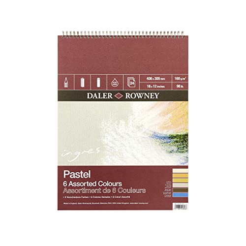 Daler Rowney Álbum Espiral Ideal para Pastel Ingres, de Formato 31 x 41 cm, con 24 Hojas de Papel de 160 g/m2 de Grano Texturado
