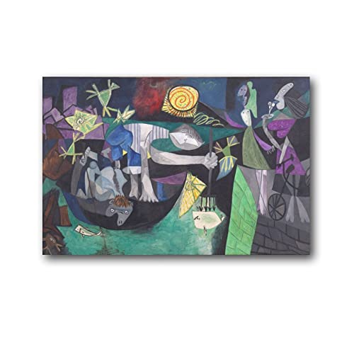 Pintor cubista español Pablo Picasso Noche Pesca en Antibes Cartel de Carteles Arte Impresión de pared Pintura Foto Póster Colgante Cuadro Decoración Familiar 20x30 pulgadas (50x75cm)
