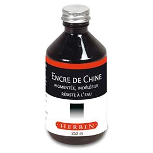 J Herbin tinta indio de 250 ml, color negro