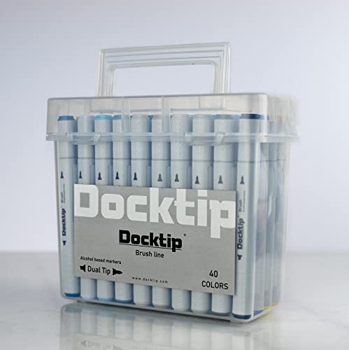 Docktip Rotuladores Brush caja 40 rotuladores de alcohol punta de pincel