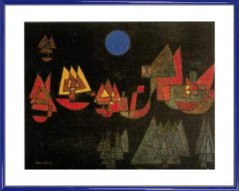 1art1 Paul Klee Póster Impresión Artística con Marco (Plástico) - Shiffe Im Dunkeln, 1927 (50 x 40cm)