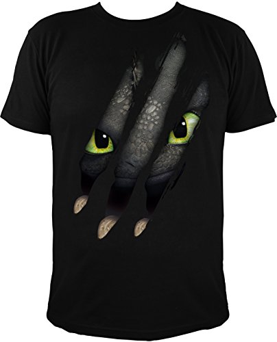 Camiseta para niño con diseño de DreamWorks Cómo Entrenar a tu dragón, Cabeza y Garras de Desdentado, Negro - 140/146