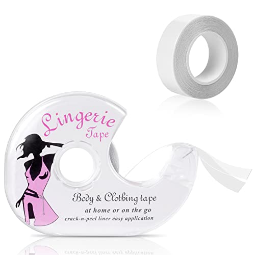 flintronic Cinta Lencería Doble Cara, 3 Rollos de 5 Metros Fashion Beauty Tape, para Cuerpo Cinta de Lencería, Doble Cara Cintas de Ropa, Vestido, Cinta de Adhesivo Sujetador.(1.6cm x 5M)