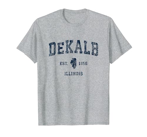 DeKalb Illinois IL Diseño deportivo vintage estampado azul marino Camiseta